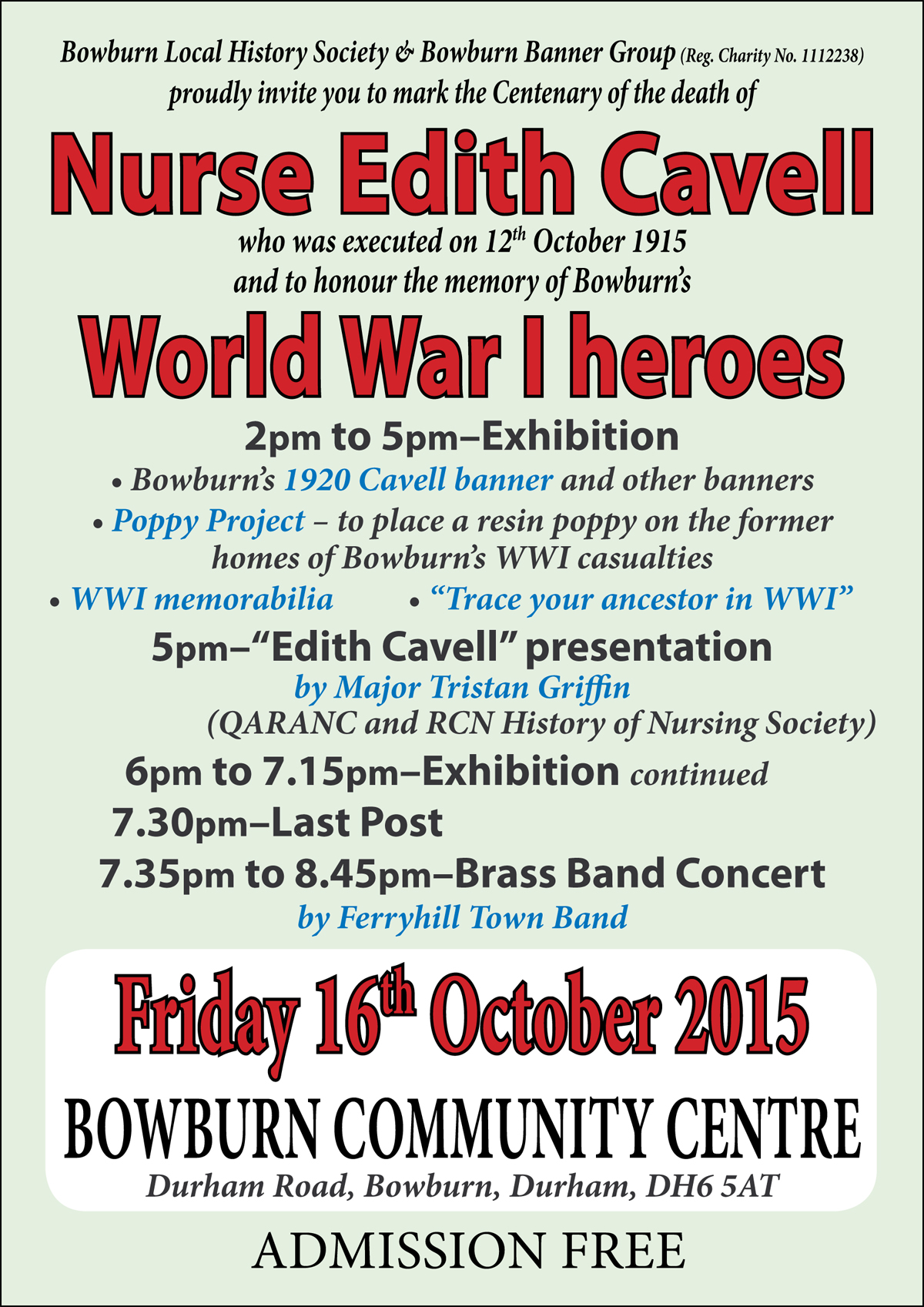 16 October 2015 event poster
